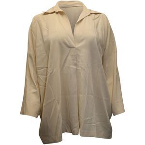 Vince Long Sleeve Flowy Blouse in Beige Viscose